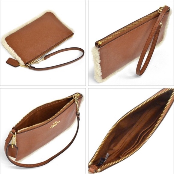 🆕 Coach pebble leather shearling wristlet wallet - Picture 2 of 2